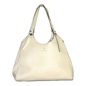 Nanette Lepore Marlowe White Vegan Pebbled Leather Tote Satchel Hobo Shopper Bag